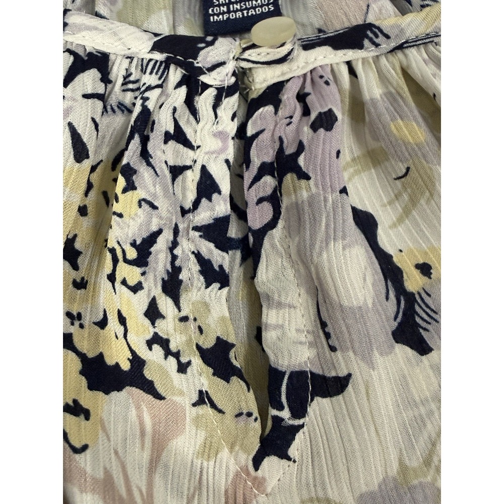 Chaps Womens Tunic Floral Top Keyhole Multi-Color Bell Sleeve Peasant Flowy L - Picture 14 of 14